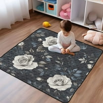 WOBOGO White Rose Baby Playmats Extra Large Waterproof Rollable Activity Pads for Toddlers 50×50inch