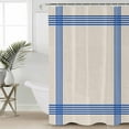 thumbnail image 4 of Shower Curtain, Classic Blue Striped Waterproof Shower Curtain Set with Hooks for Bathroom Showers,Stalls and Bathtubs,72x72In Retro Line on Linen, 4 of 9