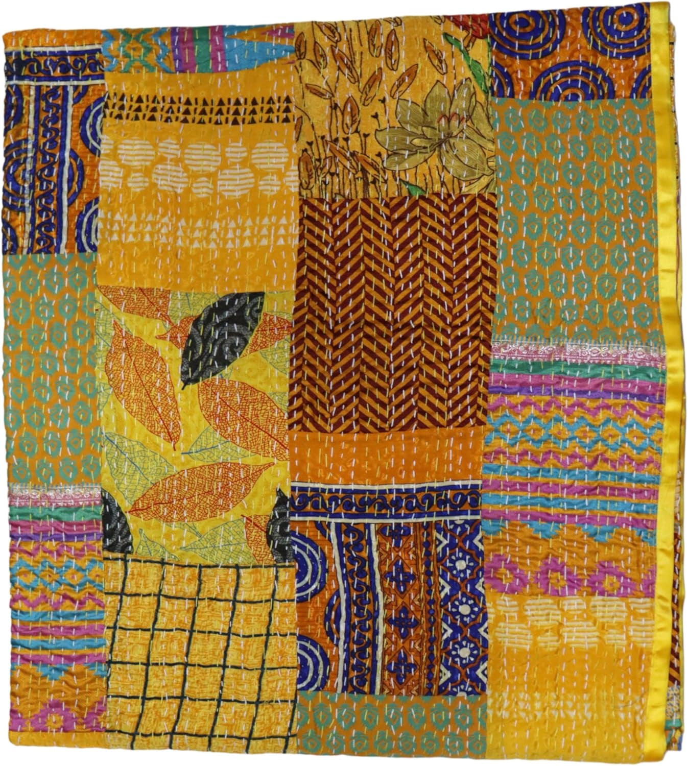 Trademoon Handwoven Silk Patola Kantha – Elegant, Lightweight, Traditional Design, Perfect for Weddings and Festivals Size - King - 108 x 108 Inch / 274 cm x 274 cm