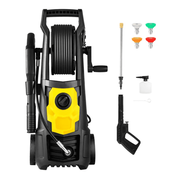 2000 PSI Electric Pressure Washer Max 1.65 GPM Power Washer with 30 ft Hose Reel 5 Quick Connect Nozzles Foam Cannon Portable for Patios Cars Fences Driveways ETL Listed