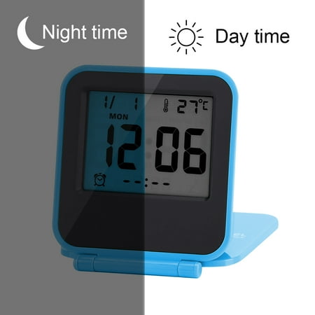 Yosoo Portable Foldable Tabletop Travel Digital Alarm Clock with Temperature Calendar Date Week, Portable Alarm Clock,Alarm