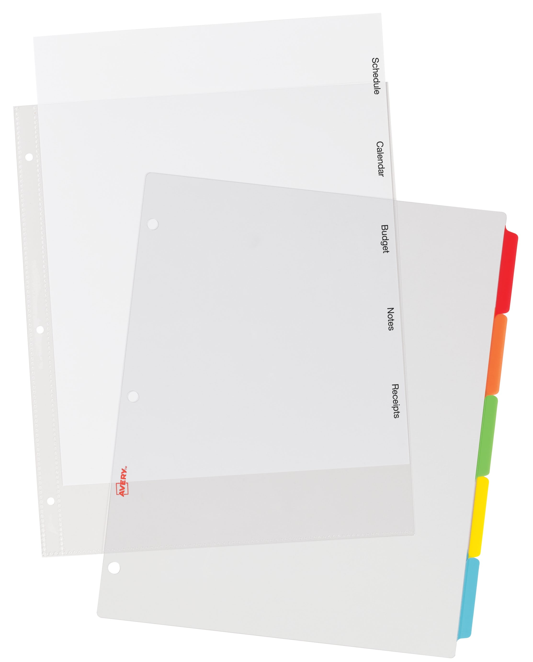 (2 pack) Avery Clear Easy View Divider, 5-Tab, Plastic, Clear Body, Multicolor Tabs, 1 Set