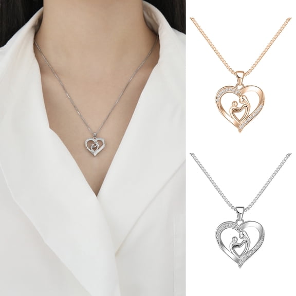 SmartBy Mother And Daughter Son Love Heart Pendant Necklace Mother's Day Jewelry Gifts for Grandmother Mom Daughter Wife