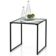 thumbnail image 1 of Patiojoy 17" Tempered Glass Top Side Table Indoor Outdoor Small End Table w/ Metal Frame Space-saving Square Coffee Table, 1 of 10