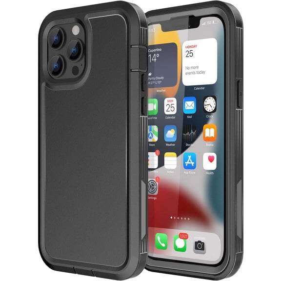 for iPhone 13 Pro Case, [Shockproof] [Dropproof] [Dust-Proof] Built-in Screen Protector Protective Phone Case Cover for Apple iPhone 13 Pro [6.1 inch] (Black)