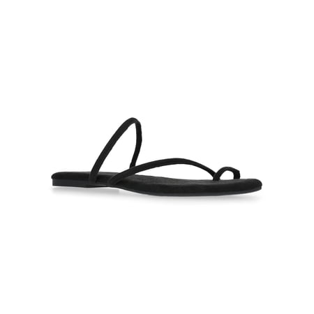 Time and Tru Women's Faux Suede Barely There Toe Loop Sandals