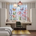 thumbnail image 6 of Curtains 63 Inch Length 2 Panels, Blue Pink Flowers Grommets Window Treatment Curtain, Spring Floral Butterfly Elegant Pastoral Thermal Curtains Drapes for Living Room/Bathroom, 6 of 9