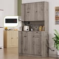 thumbnail image 2 of 71" Tall Kitchen Hutch with 6 Doors, Pantry Storage Cabinet with Microwave Stand, Storage Cabinet with Adjustable Shelves, Modern Food Pantry with Drawer for Kitchen Dining Room, Grey, 2 of 10
