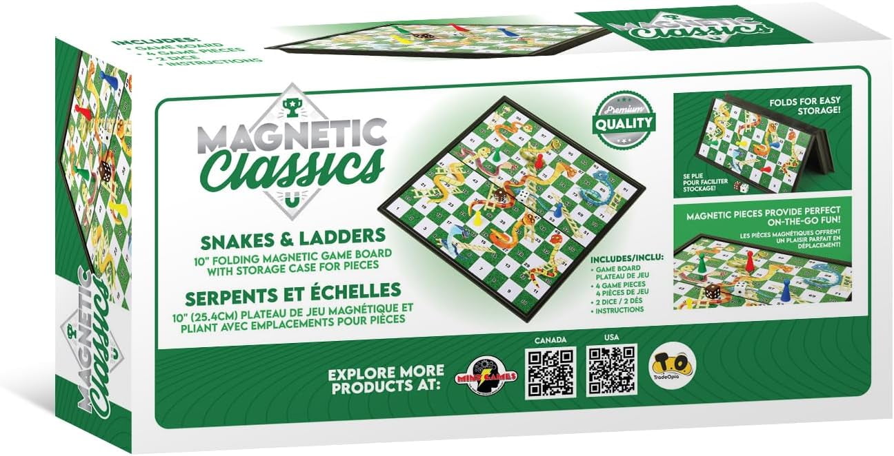 Tradeopia Magnetic Classics – 10 Inch Magnetic Snakes & Ladders, Magnetic Classic Game