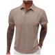 thumbnail image 1 of Camisa Elvqul Caballero Caqui Playa Manga Corta sin Estampado con Solapa Algodón Abotonada Gym, 1 of 6