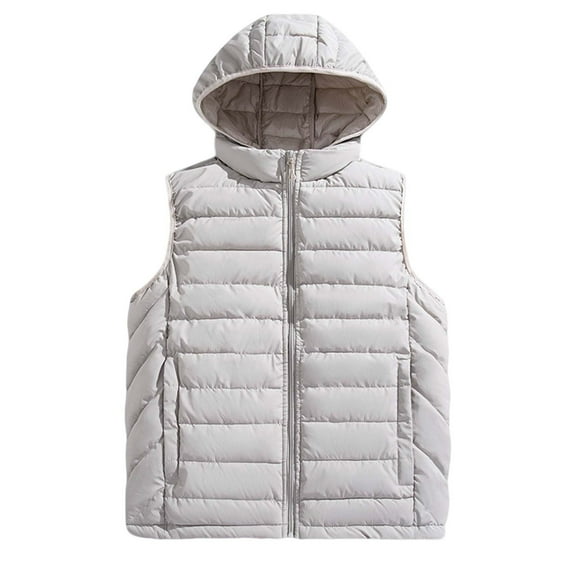 OGLCCG Men's Lightweight Puffer Vest Winter Warm Full Zip Quilted Sleeveless Jacket with Pockets Casual Loose Thermal Down Vest With Hood,XXXL,White