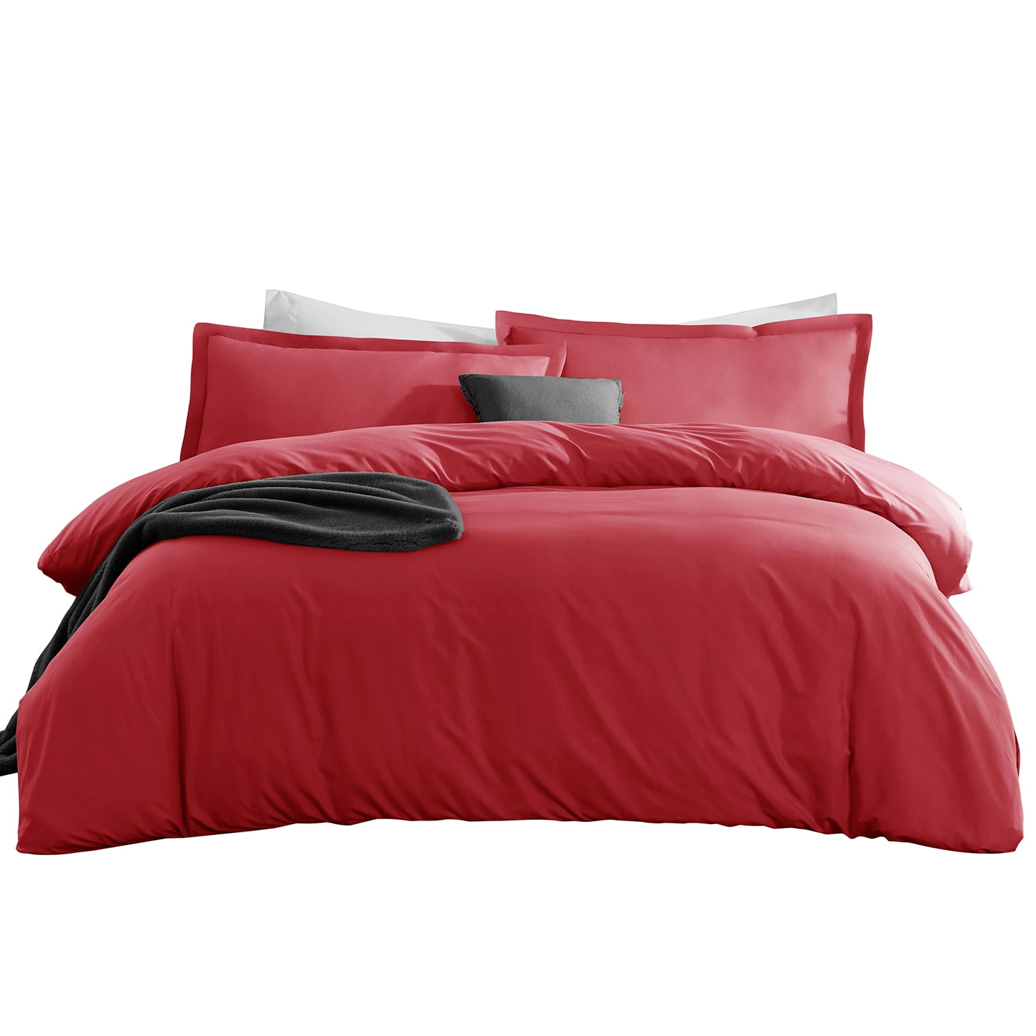 LammaLoe Duvet Cover Full 3 Piece, Luxury Microfiber Bedding Sets with 2 Pillow Shams, Cherry red
