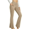 thumbnail image 2 of Yoga Pants for Women with Pocket High Waisted Butt Lifting Trousers Workout Flare Leggings Wide Leg Bootcut Leggings, 2 of 9