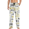 thumbnail image 3 of Men's Pajama Pants with Pockets Sleepwear Lounge Pants Stretch Casual Yellow Gold Paris White, 3 of 6