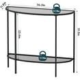 thumbnail image 2 of Glass Console Table 2 Tier Half Moon Entryway Table Modern Couch Table Small Entry Way Tables for Living Room Hallway, Easy Assembly, Gray Glass, 2 of 16