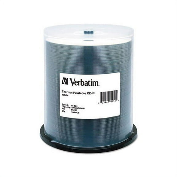 CD-R Discs Printable, 700MB/80min, 52x, Spindle, White, 100/Pack