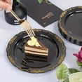thumbnail image 3 of 60PCS Black and Gold Plastic Plates, Heavy Duty Black and Gold Disposable Plates Premium 7.5 inch Black Dessert Cake Salad Appetizer Plates Hard Plastic Plates Disposable for Party, 3 of 17