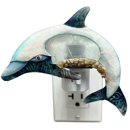 

Bamboo Source Blue Dolphin Capiz Shell Plug in Night Light 3.5 Inch Inch