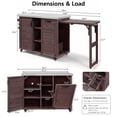 thumbnail image 2 of Euroco 78.3" Outdoor Kitchen Island with Foldable Grill Table, Wooden Outdoor Grill Cart with Trash Can Storage & Stainless Steel Top, Outdoor Bar Cart, Pizza Oven Table, 2 of 13