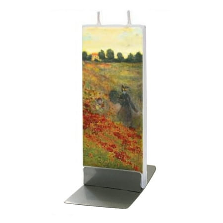 Flat Havdalah Candle - Flatyz Handmade Thin Flat Candle - Cloude Monet Wild Poppies Near Argenteuil