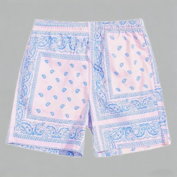 Daznico Girls Bandana Paisley Print Athletic Shorts Elastic Waist Soft Breathable Lightweight Casual Summer Playwear,3-4 Years