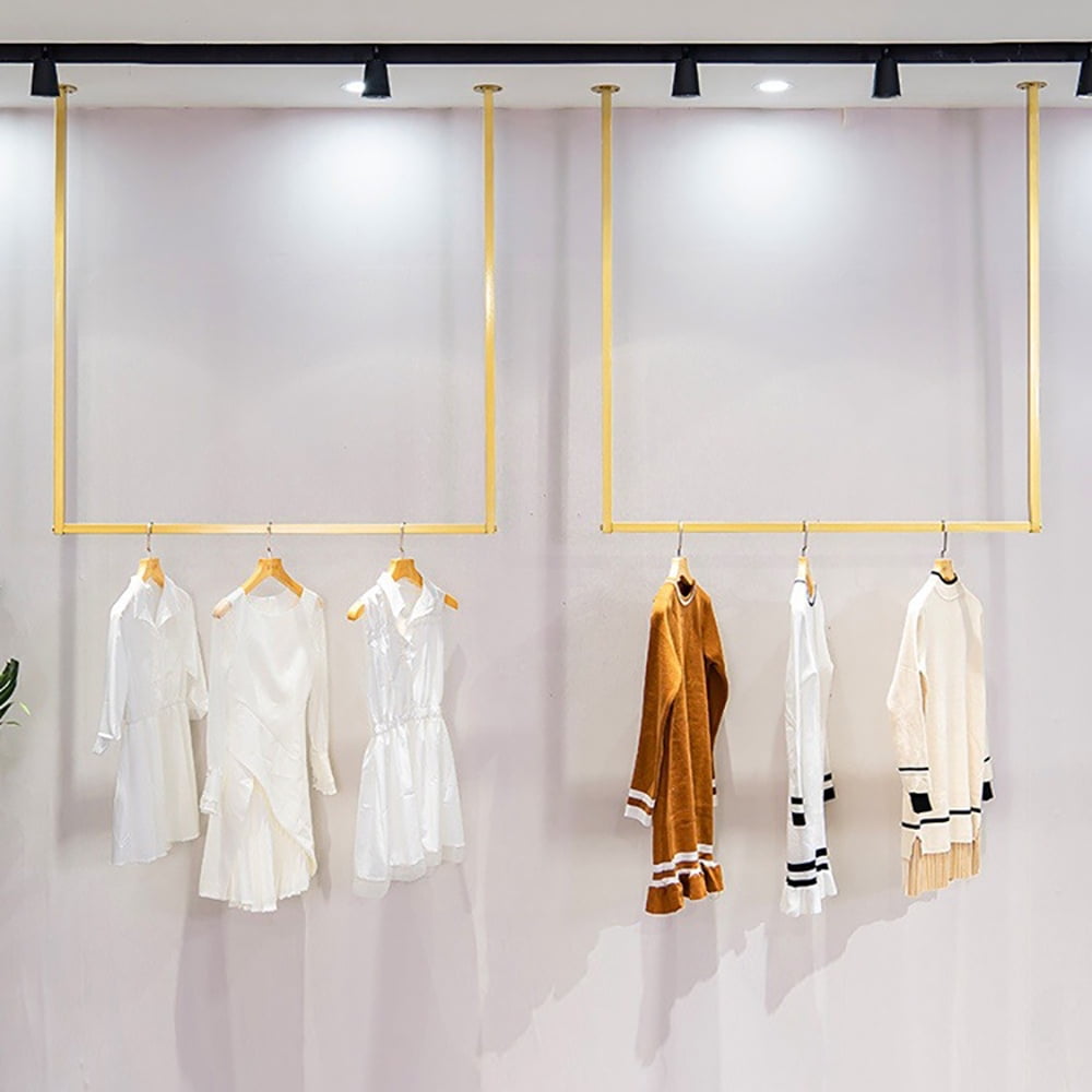 ANQIDI Simple Wall Mounted Metal Frame Gold UShaped Clothing Store Garment Display Rack