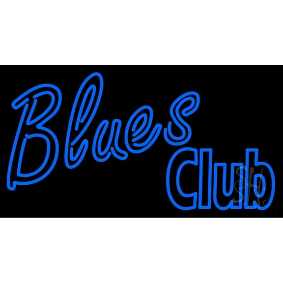 Blues Club LED Neon Sign 13" Tall x 24" Wide - inches Black Square Cut Acrylic Backing, with Dimmer - Premium built indoor Sign for Studio, Club, Home décor, Event, Workshop, Storefront.