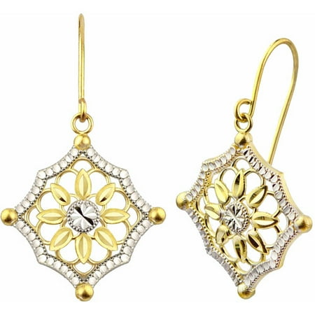 US GOLD 10kt Gold Diamond-Cut Vintage Dangle Earrings