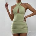 thumbnail image 4 of Vestido de fiesta sexy con cuello halter ajustado y calado de color sólido para mujer Pompotops ghjkhdj9835, 4 of 8