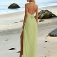 thumbnail image 3 of Womens One Piece Swimsuit with Cover up Skirt Swimwear Sets Halter Bathing Suits Beach Vacation Swimwear Dress Mint Green L, 3 of 6