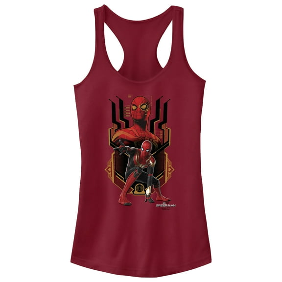 Junior's Marvel Spider-Man: No Way Home Integrated Suit Racerback Tank Top Scarlet 2X Large
