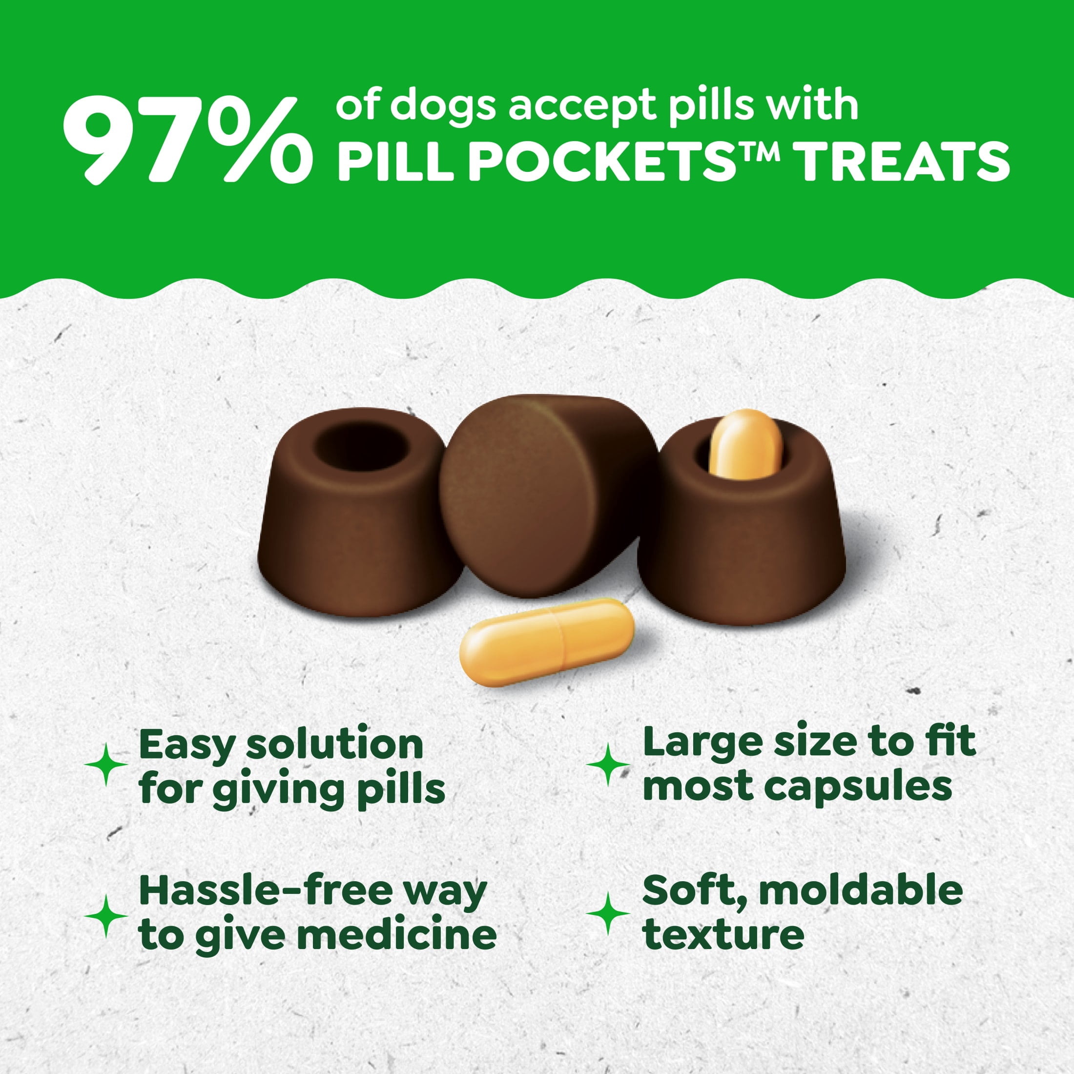(2 pack) Greenies Pill Pockets for Dogs Capsule Size Natural Soft Dog Treats, Hickory Smoke Flavor, 7.9 oz Pack (30 Treats)
