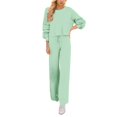 thumbnail image 1 of Pijamas de Dos piezas Gibobby Conjunto de punto mujer manga larga suéter pantalón pierna ancha verde M, 1 of 5