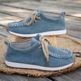 thumbnail image 5 of Modisza Womens Suede Loafers Lace up Slip on Comfortable Flat Shoes Business Casual Dressy Round Toe Walking Sneakers size 7.5 Blue, 5 of 7