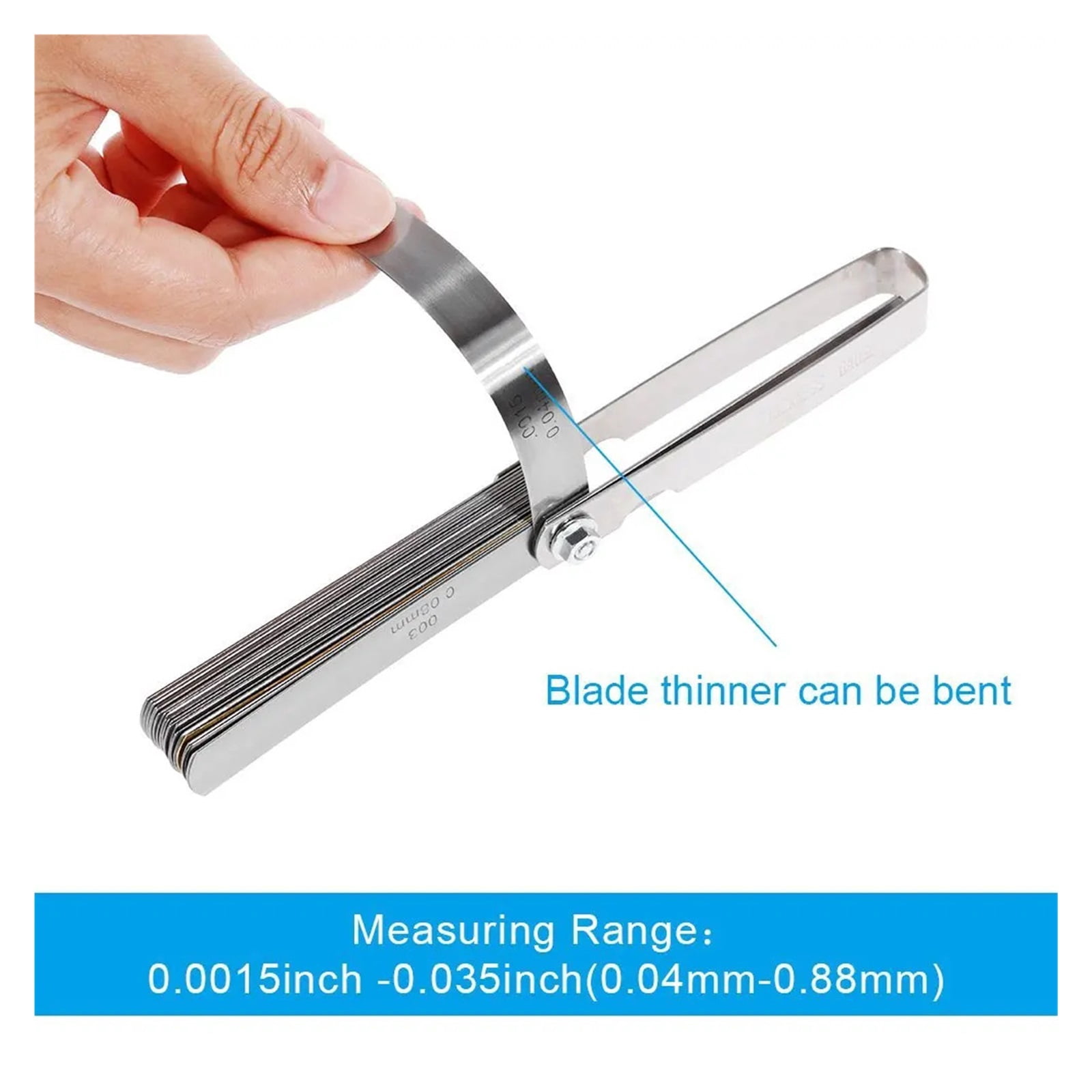 16 Blades Curved Feeler Gauge 0.127 to 0.508mm 32 Blades Feeler Gauge Stainless Steel Metric In 0.04-0.88mm ,Easy Identification