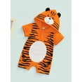 thumbnail image 3 of Franhais Baby Summer Short Sleeve Romper, Little Tiger Printed Hooded Jumpsuit, Loose Bottom Snap One-Piece Bodysuit, 3 of 8