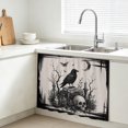 thumbnail image 3 of Halloween Cabinet Curtains 28"W x 35L, Horrow Spooky Skulls Bats Crow Botanical Rustic Under Sink Skirt for Bathroom Vanity Kitchen Self Adhesive, Dust-Proof Privacy Curtain for Closet Shelves, 3 of 9