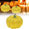 thumbnail image 2 of Artificial Pumpkin Decoration, Glitter Autumn Pumpkin, Halloween Plastic Pumpkin, Fall Faux Pumpkin, Sparkly Tabletop Pumpkin, Harvest Farmhouse Ornament, Thanksgiving Holiday Decorating, 2 of 6