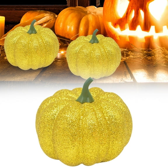 EZPXFCI Glitter Pumpkin Ornaments Small Decorative Pumpkins Fall Harvest Pumpkins Foam Pumpkins for Home Autumn Party Thanksgiving Halloween Holiday Table Centerpiece Tiered Tray Decor