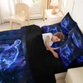 thumbnail image 5 of jejeloiu Neon Sea Turtle Print 7 Pieces Full Size Bedding Sets,Galaxy Coral Pattern Full Size Bed in a Bag For Boys,Blue Black,Black Reversible, 5 of 7