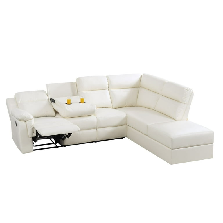 Aukfa Leather Sectional Sofa Couch, 110
