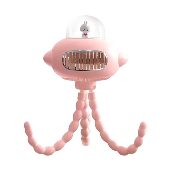 Ventilador sin aspas para cochecito, recargable por USB, 3 velocidades, luz nocturna, trípode flexible para bebés, estudiantes, hogar y actividades al aire libre