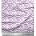 thumbnail image 1 of Soimoi Purple polyester Crepe Fabric Moroccan Damask Decor Fabric Printed Yard 42 Inch Wide, 1 of 3