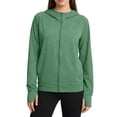 thumbnail image 2 of Garbnen M-4XL Womens Sun Protection Jacket Long Sleeve Full Zip Hoodie Womens with Pockets Summer Hiking Going Out Sun Shirt Women with Thumb Holes Green XL, 2 of 5