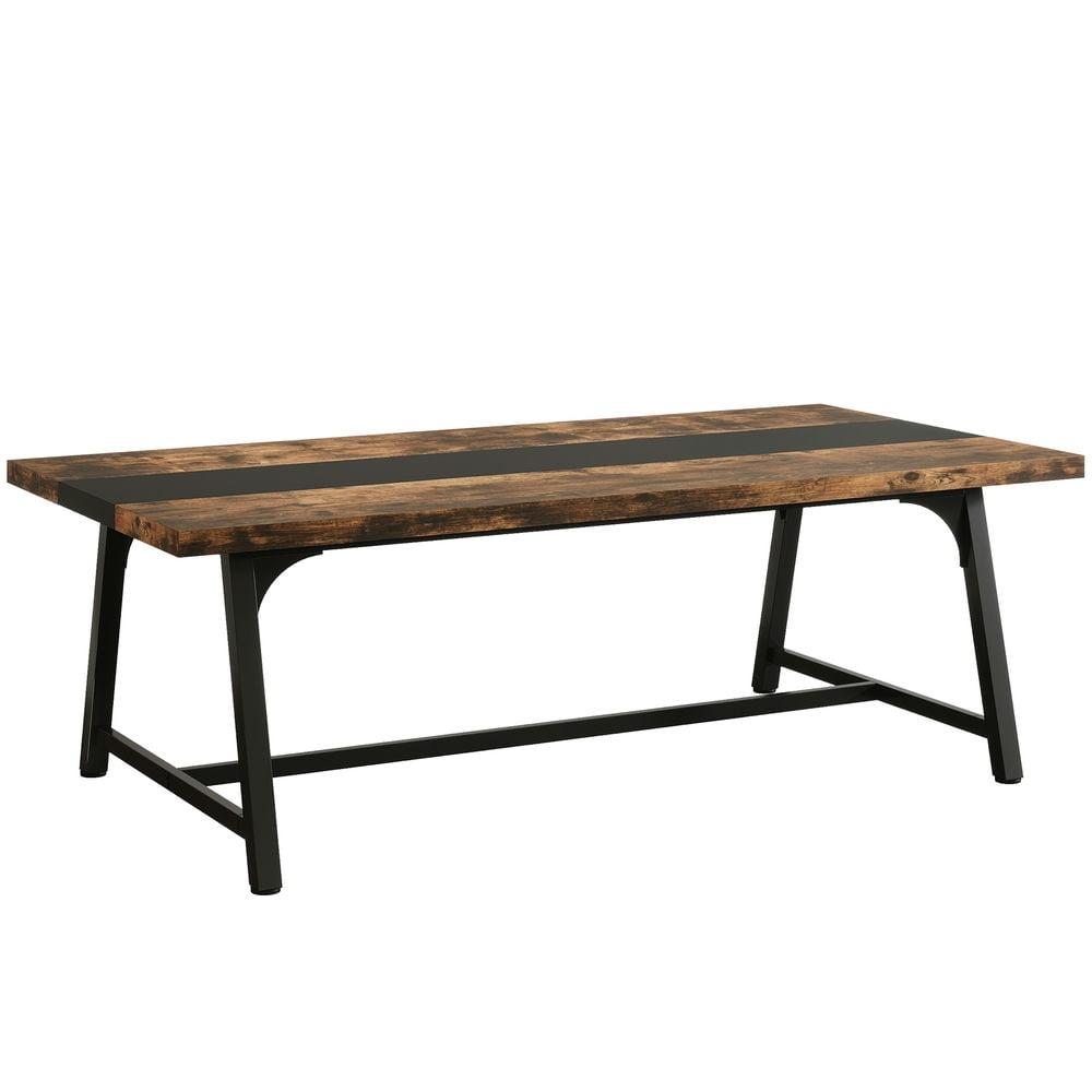 YYAo Gaming Desk, Computer Desk,6FT Conference Table, 70.8” Executive Desk Office Computer Meeting Table,Rustic Brown & Black