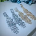 thumbnail image 2 of Luxurious Long Leaf Dangle Drop Earrings Yellow Gold Plated Cubic Zircon Jewelry, 2 of 9