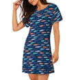thumbnail image 2 of Goofa Colorful Fish 3 Print Women’s Cotton Nightdress – Short-Sleeved Sleep Dress, Casual Loose-Fit Lounge Wear, Comfortable and Stylish Sleepwear for Women, 2 of 6