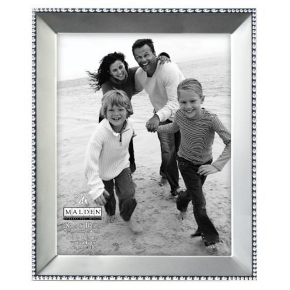 Malden International Designs Marquee Bead Satin Nickel Picture Frame, 8x10, Nickel
