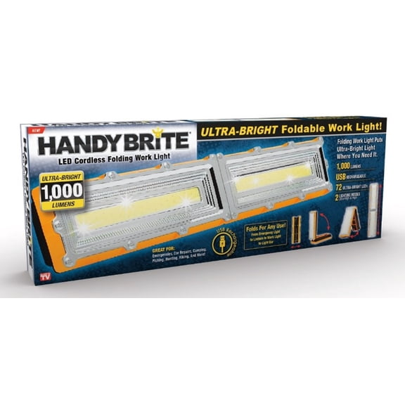 Handy Brite LED Cordless 8-in-1 Folding Work Light w/ Hanging Hook - Rechargeable - As Seen on TV