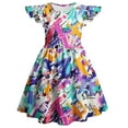 thumbnail image 4 of Girls Fashion Dresses Black Dress Girls Summer Dresses Floral Print Casual Sleeveless Dress for Toddler Kids Age 3 10 Playground School Outdoor Daily Wear Comfortable Breathable Outfit 5-6 Years, 4 of 4